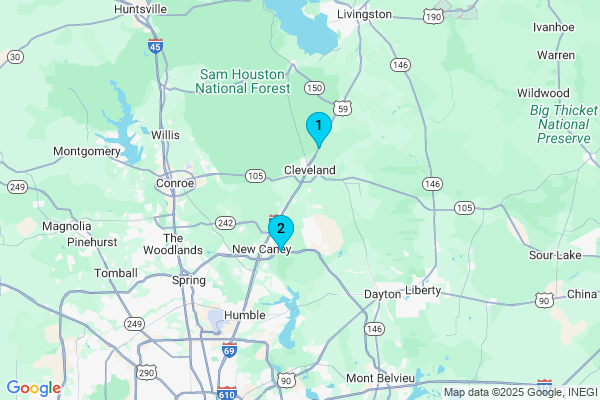 Map showing facility locations